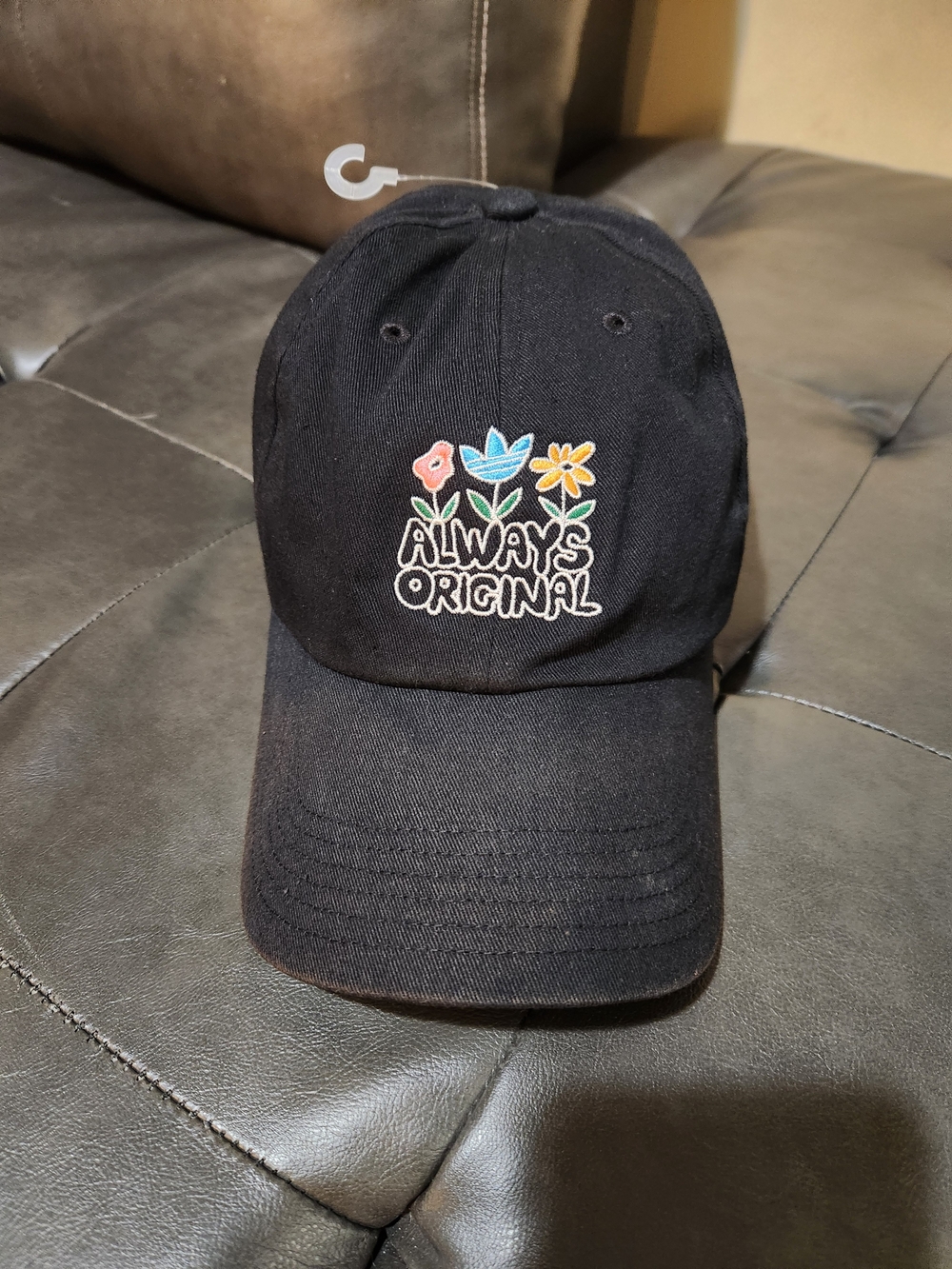 New adidas Black Cap with Colorful Floral Embroidery